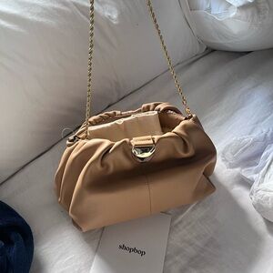 Loeffler Randall Tan Shoulder Bag with Gold Chain